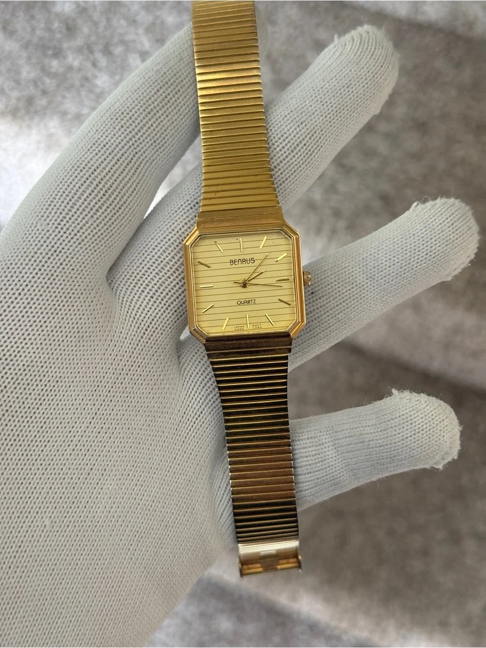 Benrus vintage Gold Tone tank Quartz Watch Mens